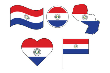 set of badges with flag of Paraguay vector illustration