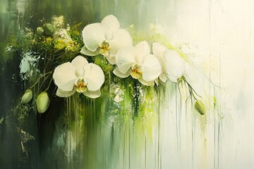 White orchid floral still life