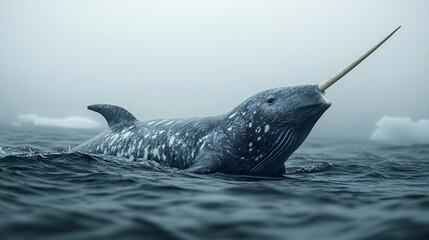 Fototapeta premium 56. Narwhal skin detail, smooth gray surface, Arctic ocean background