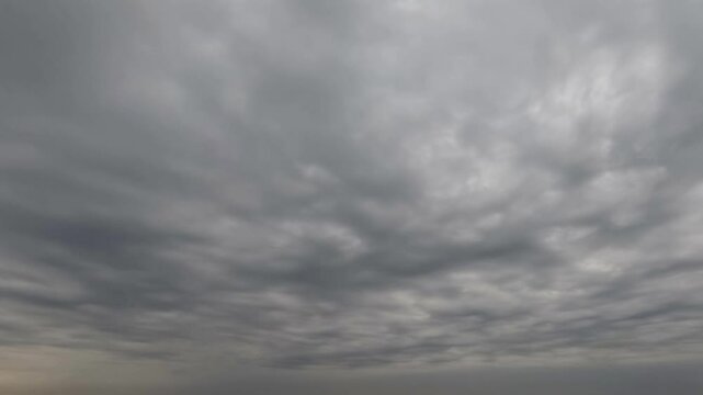 timelapse of the sky of heavy gray snow or rain clouds