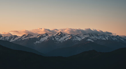 Fototapeta premium Snow Mountain Range at Sunrise