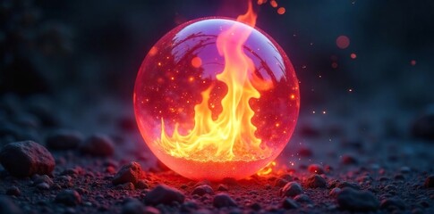 Ethereal flames dance within a mystical, iridescent orb, burning with an otherworldly glow The impossible fire defies gravity and logic, casting an enchanting light , celestial, vibrant