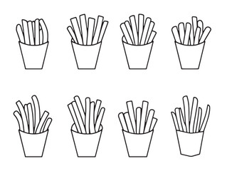 Minimalist French Fries Line Art Style for Digital Use