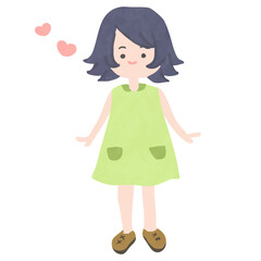 ワンピースを着た笑顔がかわいい女の子