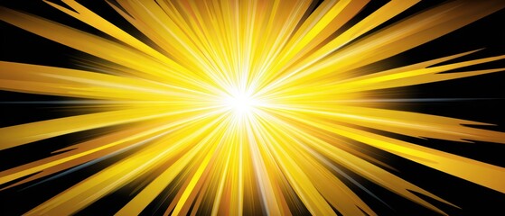 Obraz premium Bright abstract explosion of golden light radiating outward against a dark background, creating a dynamic and energetic visual effect.