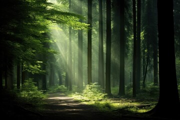 Obraz premium Forest green landscape sunlight.