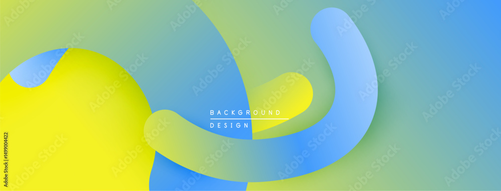 Fototapete abstract fluid shapes overlap. yellow, blue, green gradients create dynamic composition. modern desi