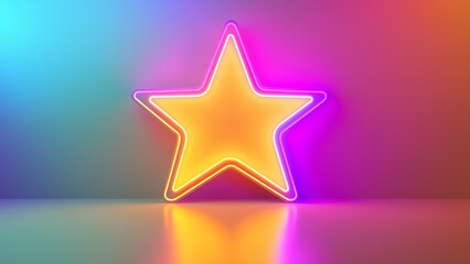 Fototapeta premium a glowing star icon shape of tunnel of light, symbolizing their path toward success through discipline and perseverance, against a colorful gradientHigh-quality sharp images