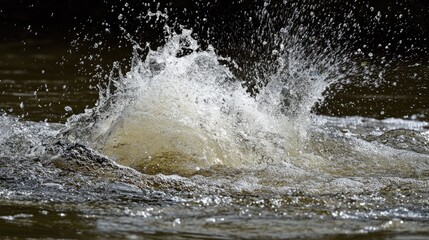 Powerful water splash erupts from a submerged object.