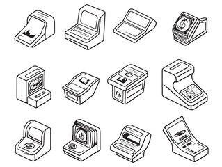 cash payment line art illustration for business use