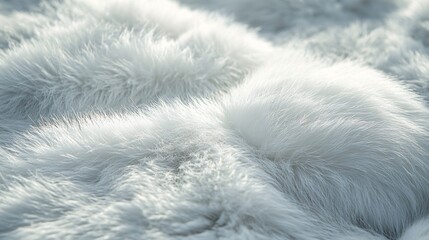 Arctic hare fur close-up, thick white winter coat, snowy tundra background