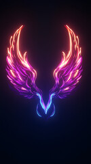 neon fire phoenix on black background, glowing energy wings, perfect for AMOLED display, ultra contrast