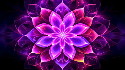 Colorful Abstract Mandala Flower Background – Vibrant Symmetrical Pattern with Spiritual and Geometric Design for Meditation, Art, and Decor | Generative AI