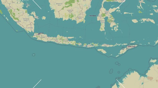 Bali Island in the Bali Sea. Zoom in animation