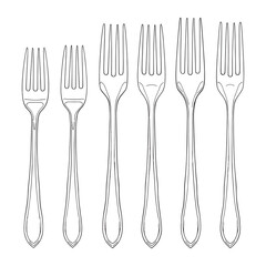Minimalist line art fork illustration simple kitchen utensil design
