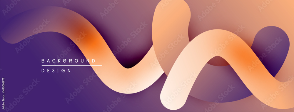 Poster abstract fluid shapes, gradient colors, purple background. modern design element for digital project