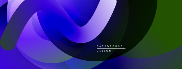 Abstract flowing shapes, vibrant purple, blue, green gradients. Modern design element, smooth curves create dynamic composition.