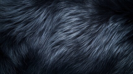 Fototapeta premium Black lemur fur macro, silky dark coat, Madagascar forest background