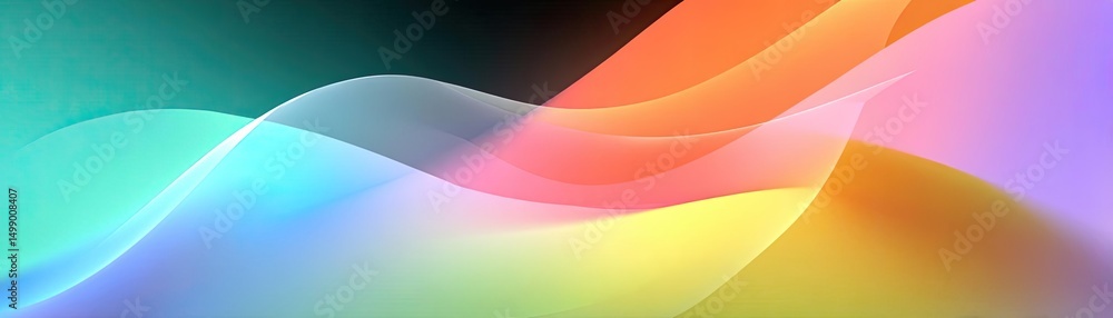 Poster Soothing colors with positivity and focus through wellness concept. Vibrant abstract waves of color creating a dynamic visual effect.
