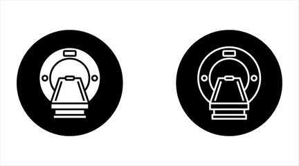 MRI machine linear desktop icon. Brain scanning. Medical equipment. Magnetic resonance imaging. Pixel perfect, outline 4px. GUI, UX design. Isolated user interface element for website. Editable stroke