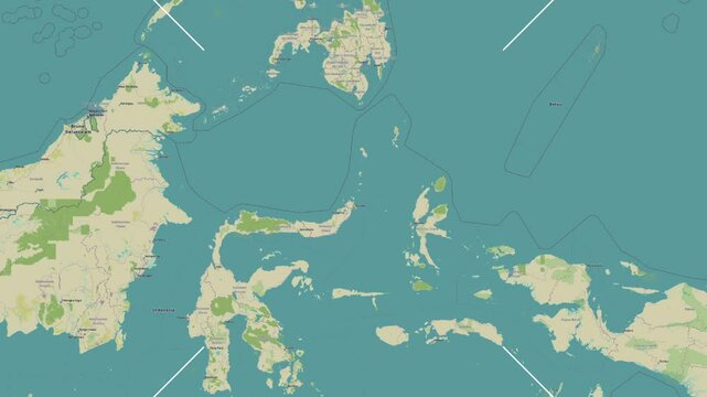 Pulau Bangka Island in the Celebes Sea. Zoom in animation