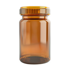 Brown Glass Jar Bottle Cosmetic Container Packaging Mockup Beauty Medicine Transparent Background