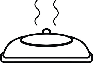Vector food illustration icon of a cooking plate with a lid, perfect for restaurant kitchen design