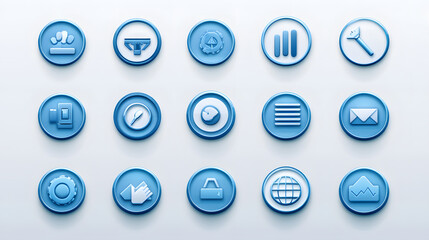 pack of business productivity icons, vector style, modern tech feel, suitable for UI design and infographics