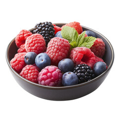 fresh berries in a bowl on isolated transparent background