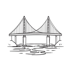 minimalist vector design bridge crossing wetlands pond scene