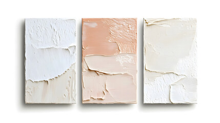 Paint texture background set. Abstract hand painted templates in light neutral colors. Contemporary minimal artwork. Illustration with brush strokes. Modern textured oil painting on canvas