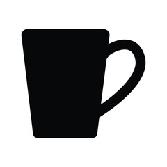 Hot Coffee Cup Icon – Black Silhouette of Steaming Beverage Mug for Café, Breakfast, or Drink App Design on White Background