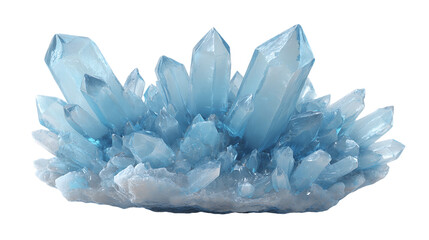 Fototapeta premium Light Blue Crystal Cluster on Transparent Background, PNG