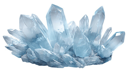 Obraz premium Light Blue Crystal Cluster on Transparent Background, PNG