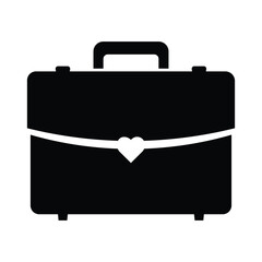 Office Bag Icon Silhouette – Black Business Briefcase Symbol Isolated on White Background