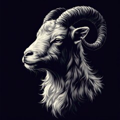 Detailed profile of a ram's head