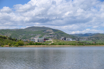 Fototapeta premium Lisi lake, small lake and popular recreation areas in the vicinity of Tbilisi, capital of Georgia