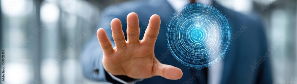 Poster money goals for income with goal and confidence concept. businessman using futuristic technology int