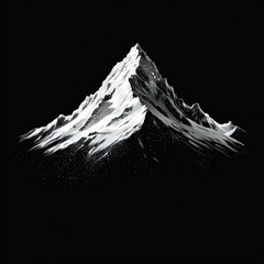 Majestic snow-capped peak against a dark backdrop.  Detailed, stylized depiction of a mountain