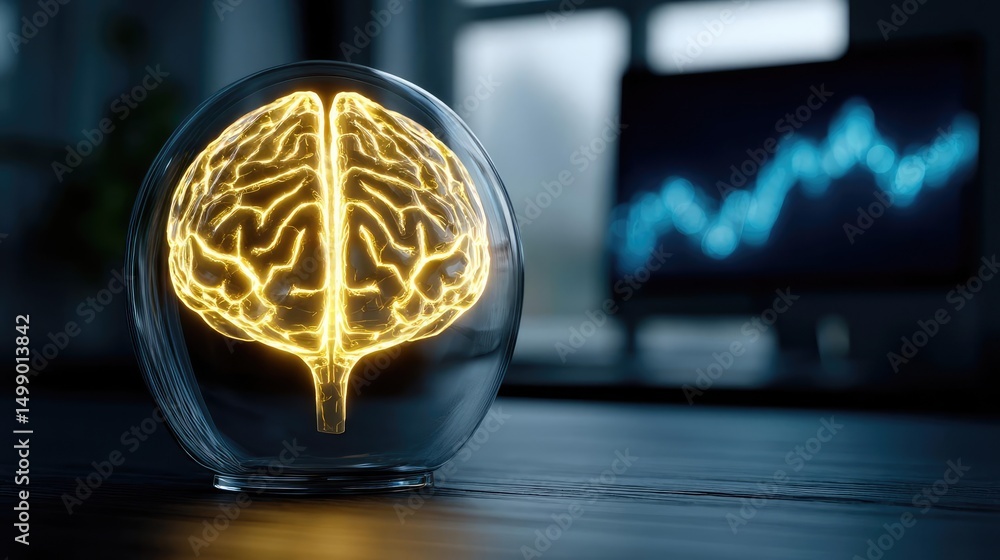 Aufkleber money goals for income with goal and confidence concept. a glowing brain model symbolizing innovatio