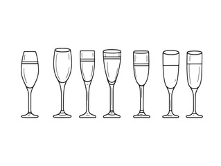 Hand Drawn Champagne Vector in Line Art Style