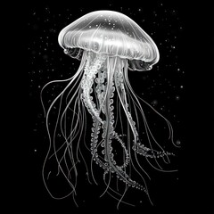 Glowing Jellyfish in Dark Background