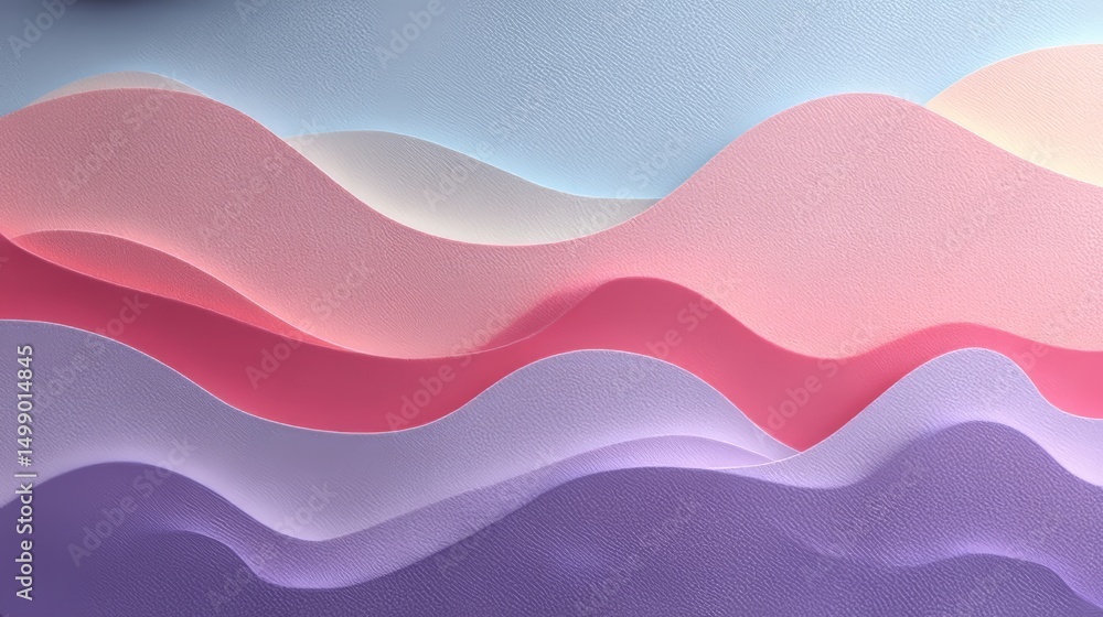 Poster abstract paper carving with smooth wave pattern in pastel colors. layered background design concept