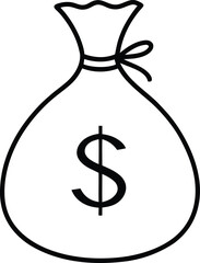 Gold dollar money bag icon for business finance and investment banking