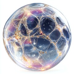 Innovation intelligent machine learning A beautifully illuminated bubble-like structure, showcasing intricate patterns and colors that evoke a sense of wonder and curiosity in scientific exploration.