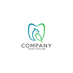 Modern dental bird vector logo tooth abstract icon design.