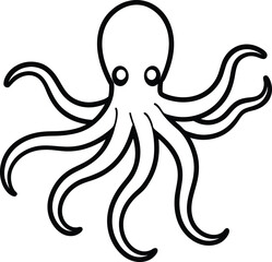 Funny cartoon octopus vector illustration with a cute fish design