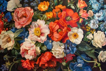 bouquet of colorful roses illustration flowers design wallpaper