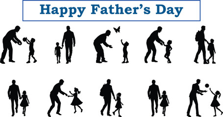 Father's Day silhouette set collection, Happy Father's Day.