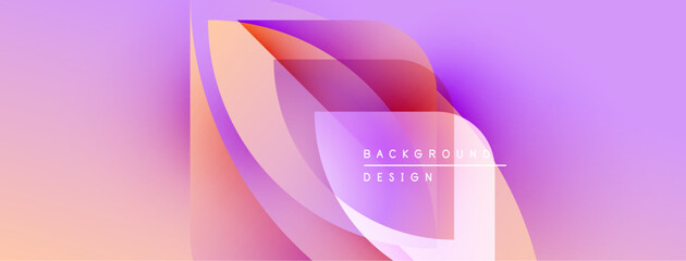 Abstract gradients blend, creating soft purple, pink hues. Geometric shapes overlap, forming dynamic composition. Text reads background design.